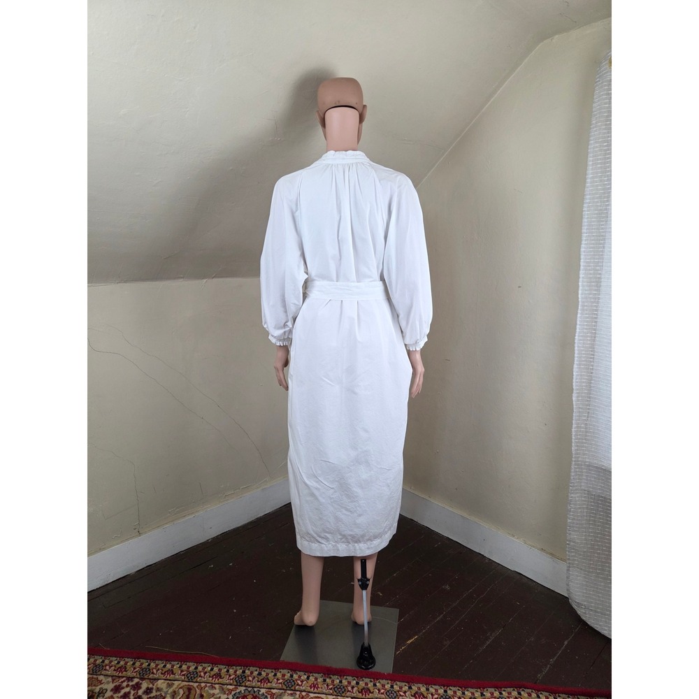 Anthropologie Belted V-Neck Floral Midi Dress MP Medium Petite Cotton Pockets - Picture 6 of 13